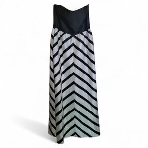 NEW! Alfred Sung Size 14 Strapless Sweetheart Stripe Dress Gown $242 msrp I24-8